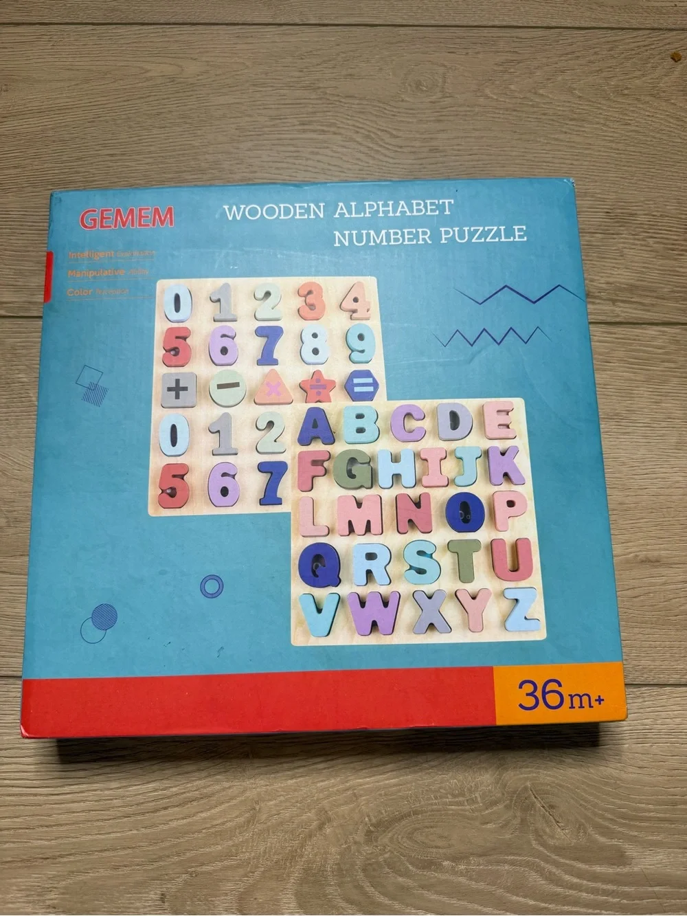 Wooden Alphabet & Number Puzzle - Pastel Multicolor